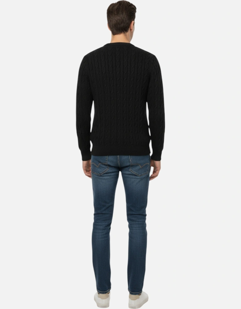 Mens Cable Knit Sweatshirt Chunky Crew Neck Pullover Jumper
