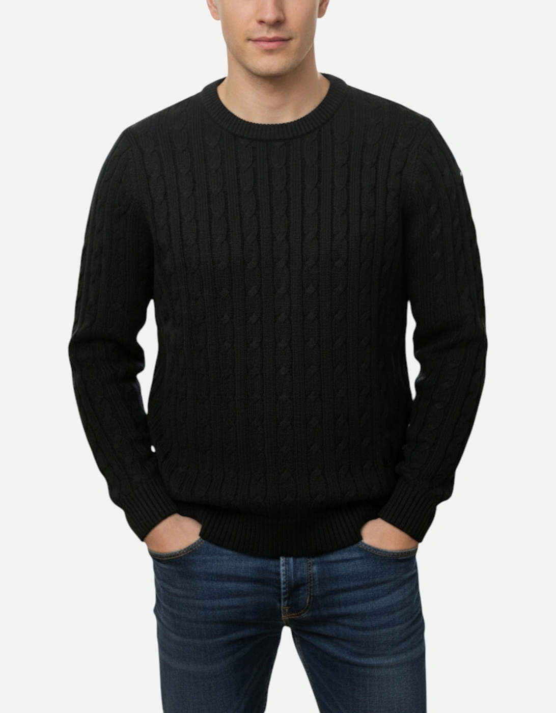 Mens Cable Knit Sweatshirt Chunky Crew Neck Pullover Jumper, 5 of 4