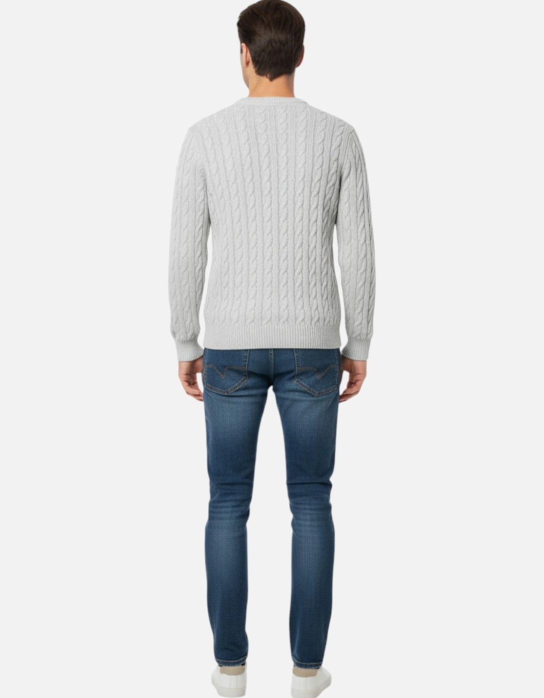 Mens Cable Knit Sweatshirt Chunky Crew Neck Pullover Jumper