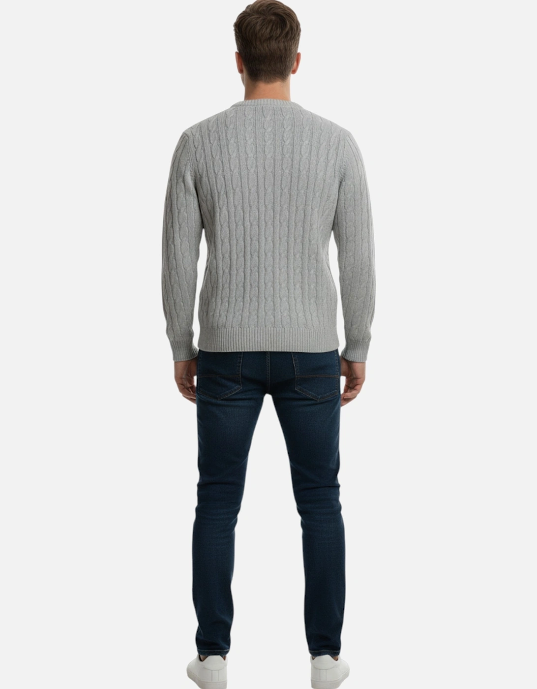 Mens Cable Knit Sweatshirt Chunky Crew Neck Pullover Jumper