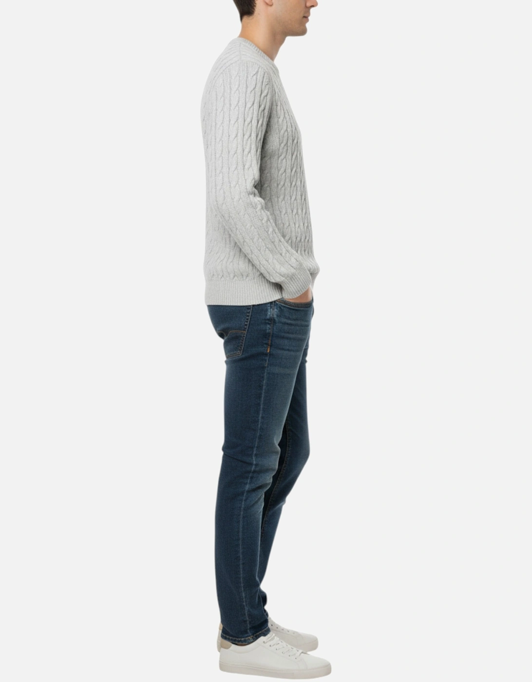 Mens Cable Knit Sweatshirt Chunky Crew Neck Pullover Jumper