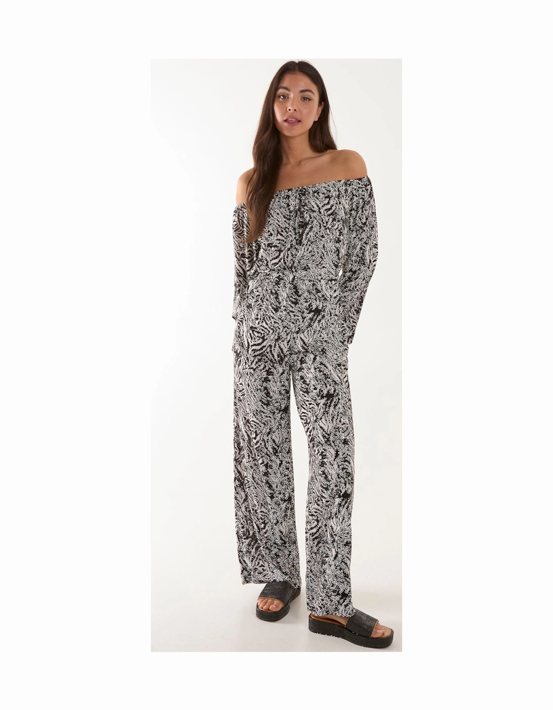 Off The Shoulder Top And Wide Leg Trouser Set, 2 of 1