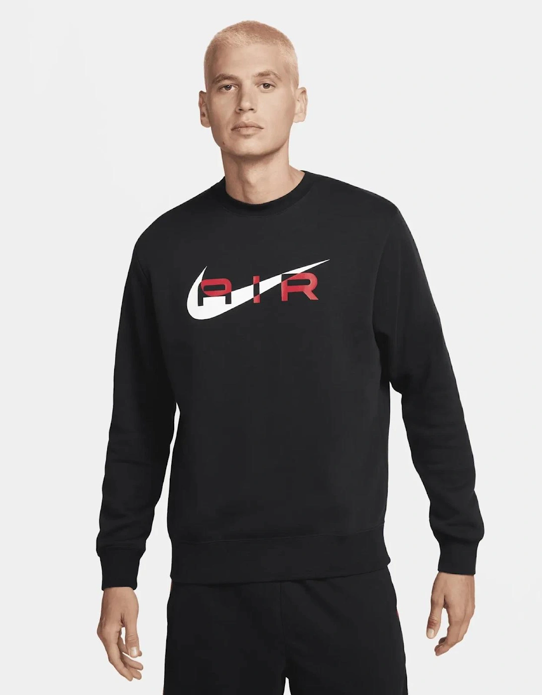 Nike Men's Black Air Swoosh Fleece Sweatshirt /Red - Size: 42