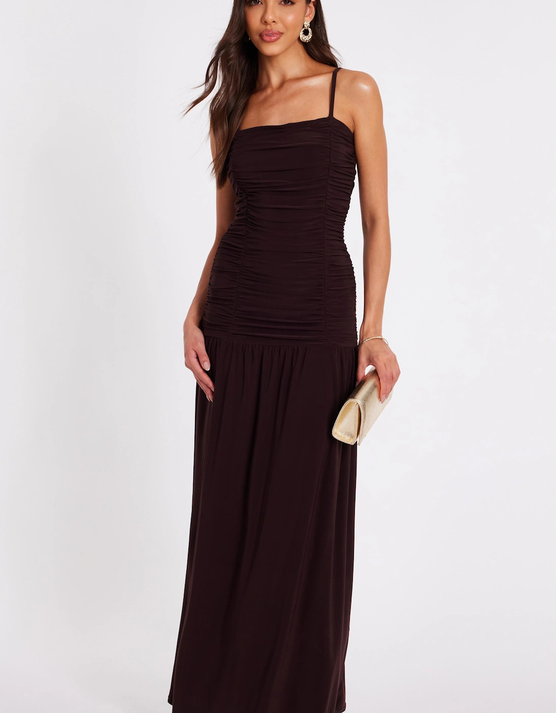 Brown Drop Waist Maxi Dress, 2 of 1