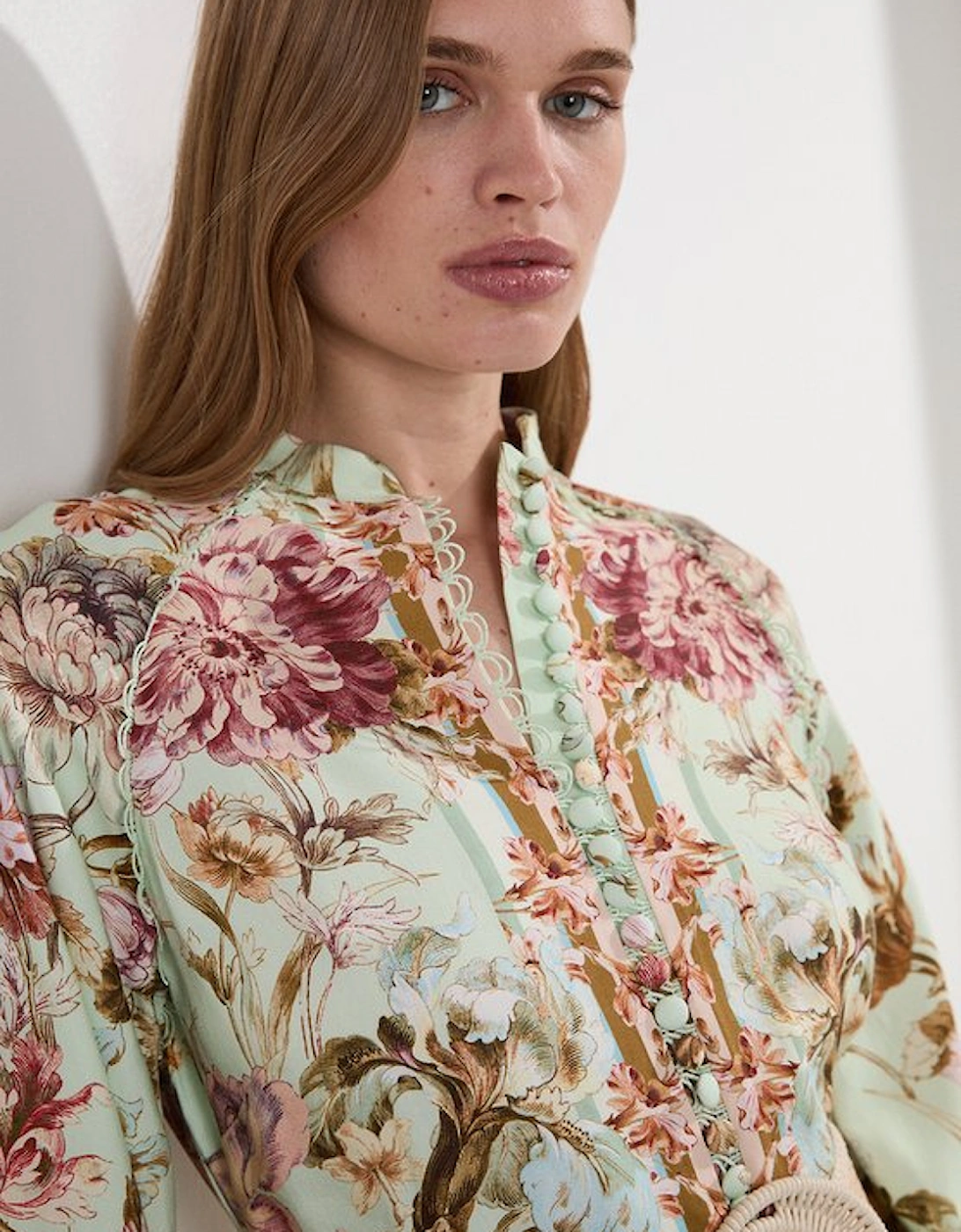 Mirrored Floral Viscose Linen Mini Dress