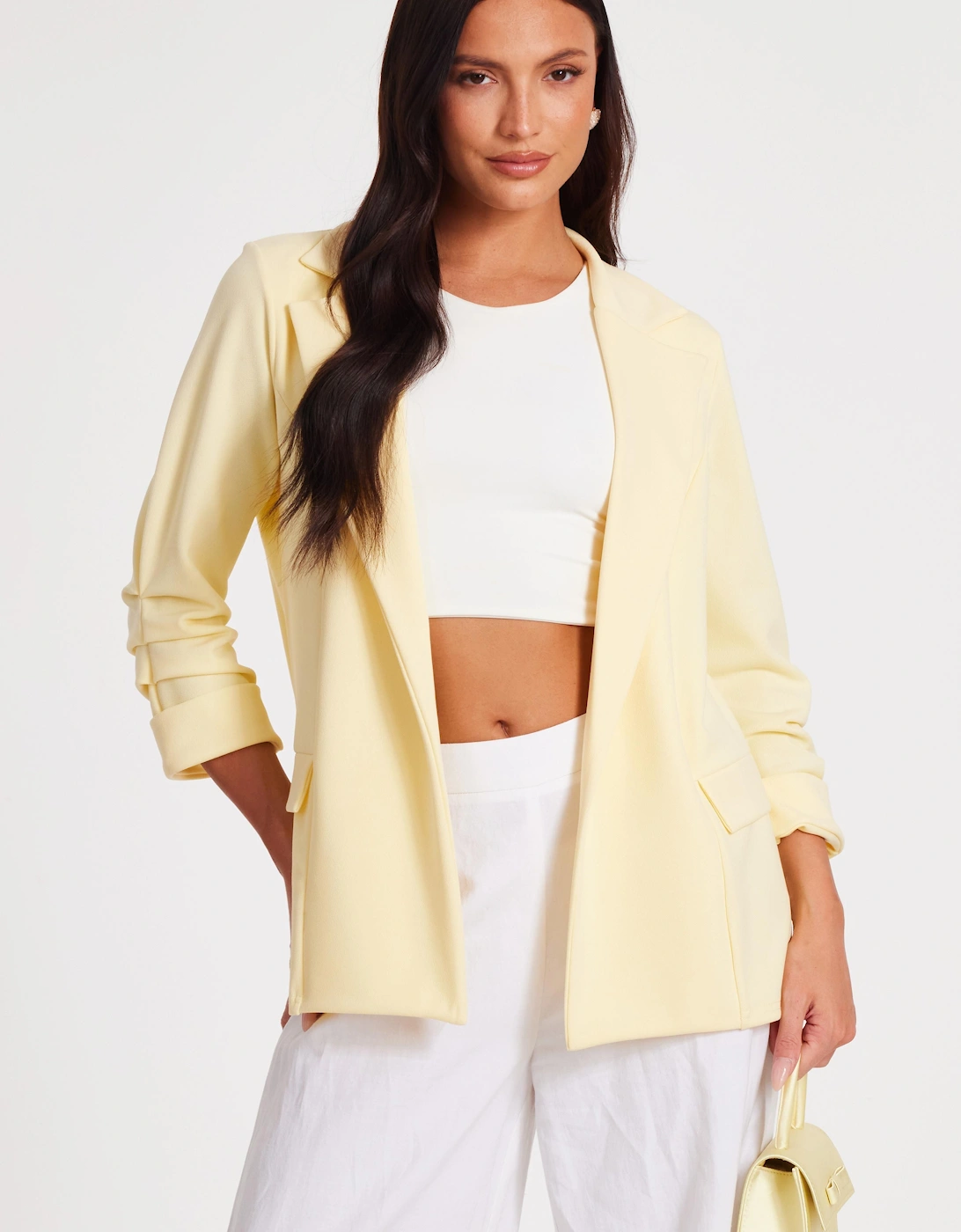 Lemon Ruched Sleeve Blazer, 2 of 1