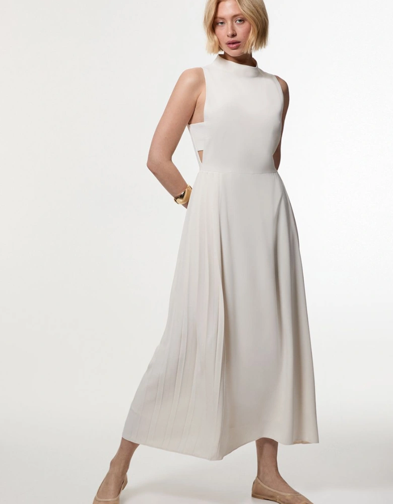 Petite Soft Tailored Pleated Panel Midaxi Dress
