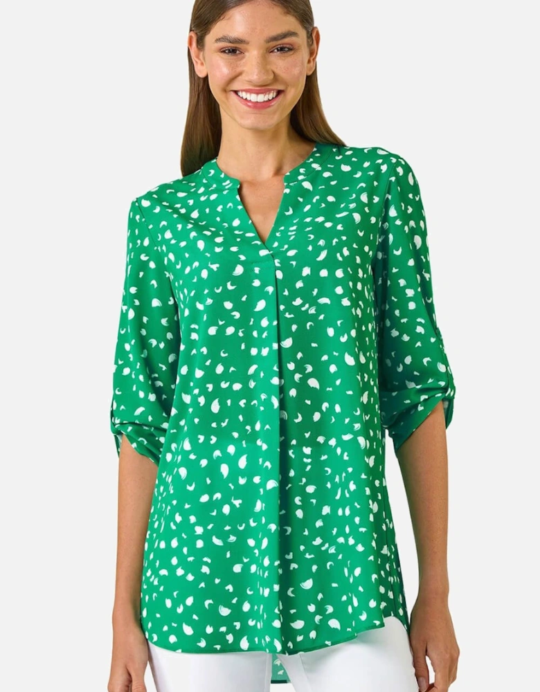 Abstract Spot Print V-Neck Tunic Top