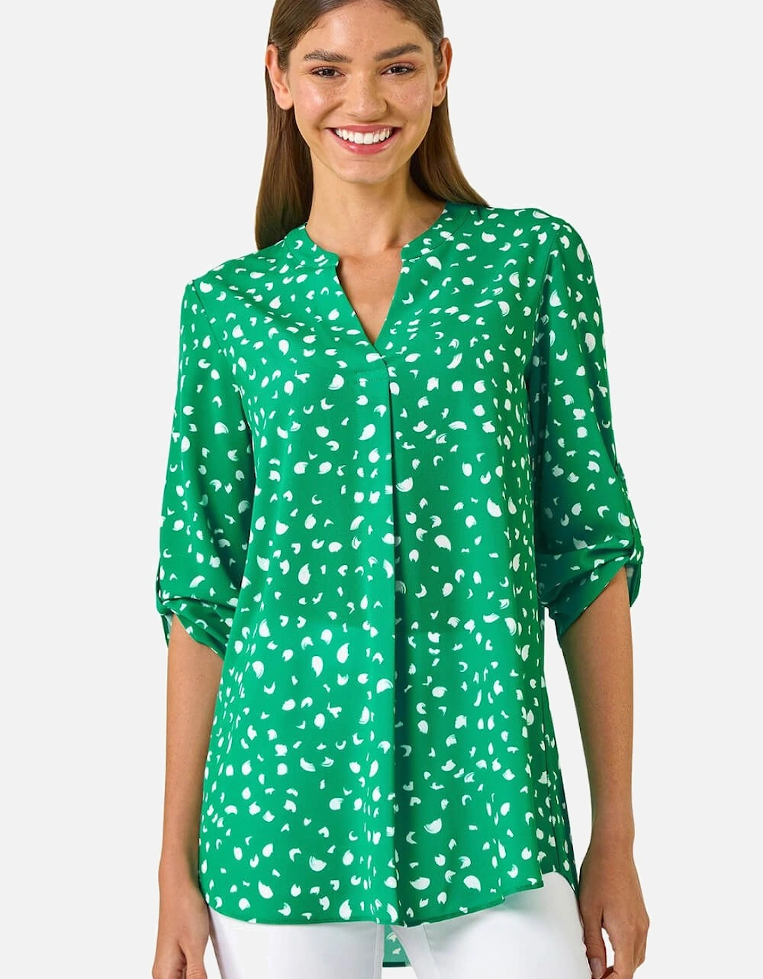 Abstract Spot Print V-Neck Tunic Top, 2 of 1