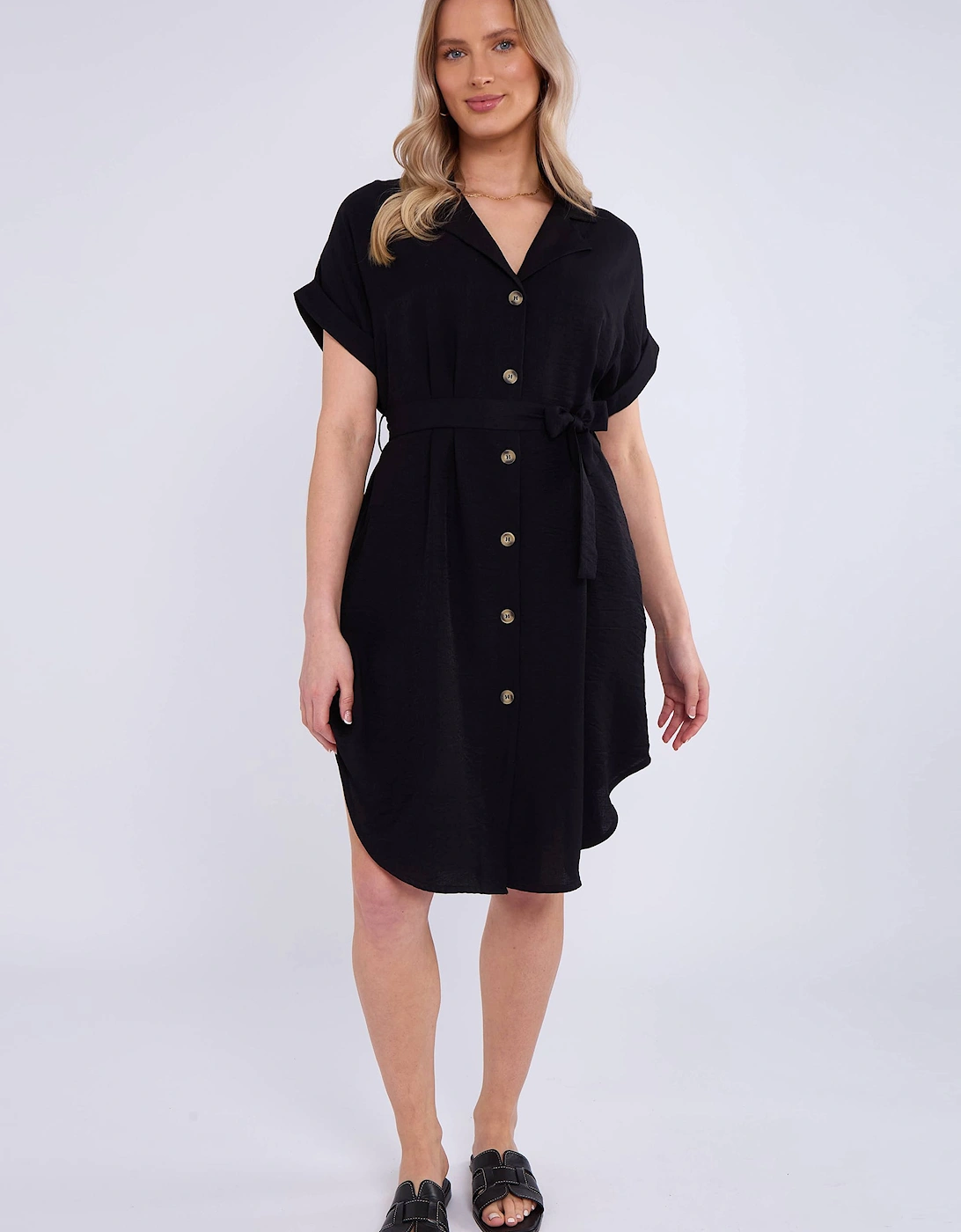 Black Utility Belted Oversized Viscose Shirt Dress, 2 of 1
