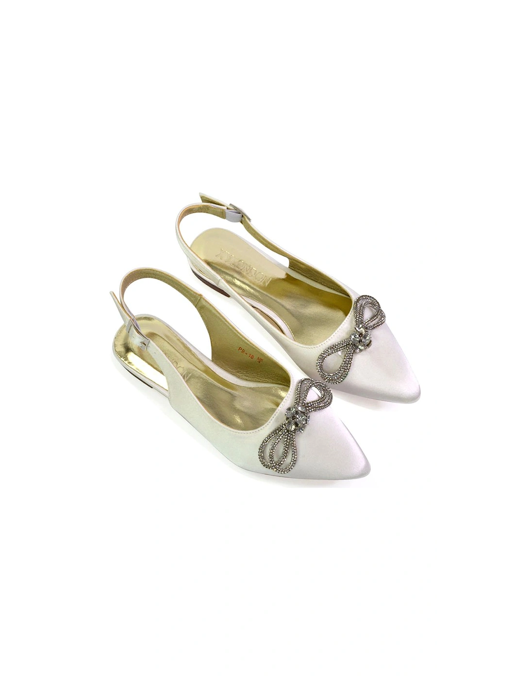 'Ossie' Slingback Diamante Bow Pointed Toe Pump Shoes, 2 of 1