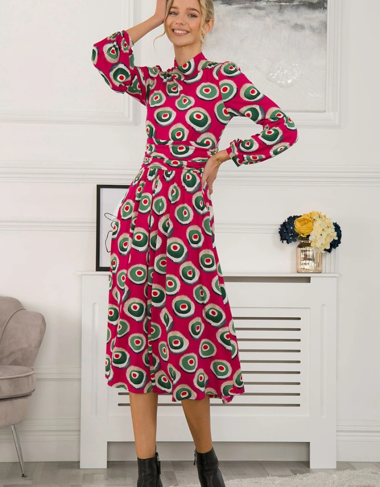 Printed Turtleneck Midi Dress