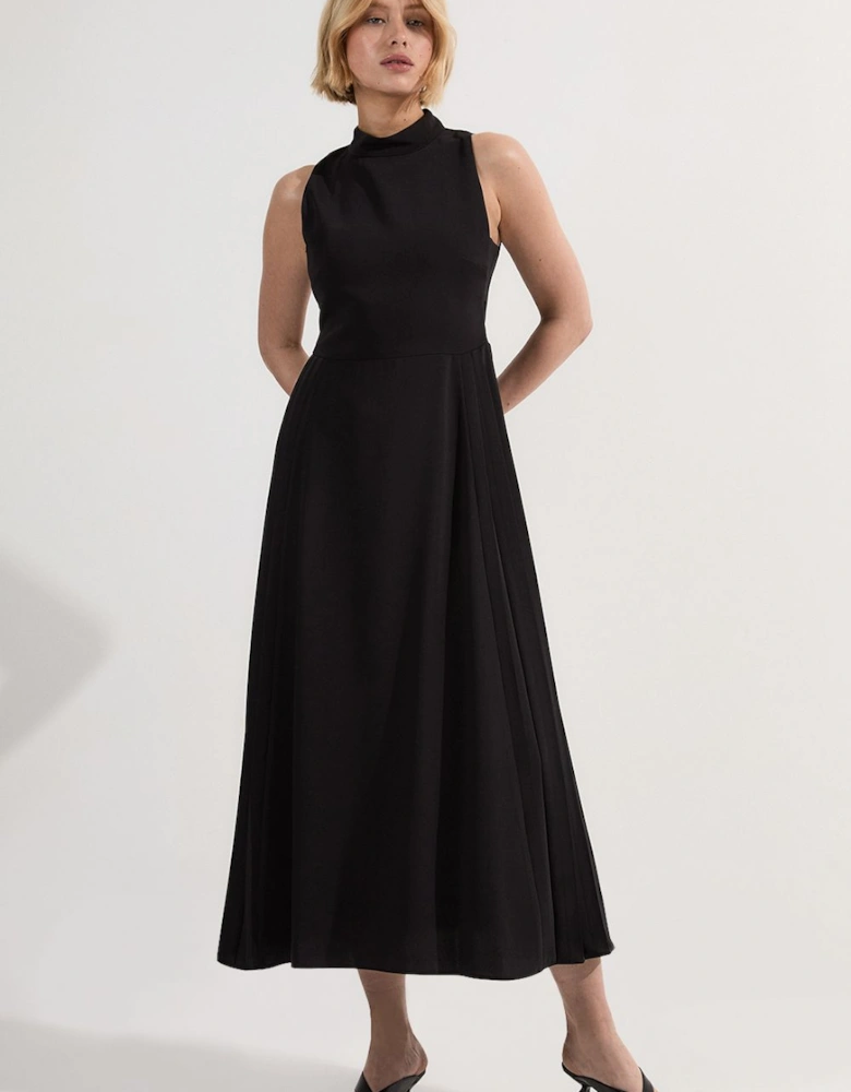 Petite Soft Tailored Pleated Panel Midaxi Dress
