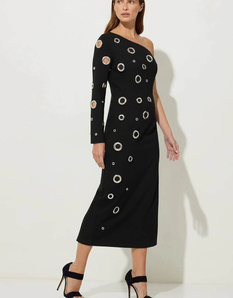 One Shoulder Eyelet Dress