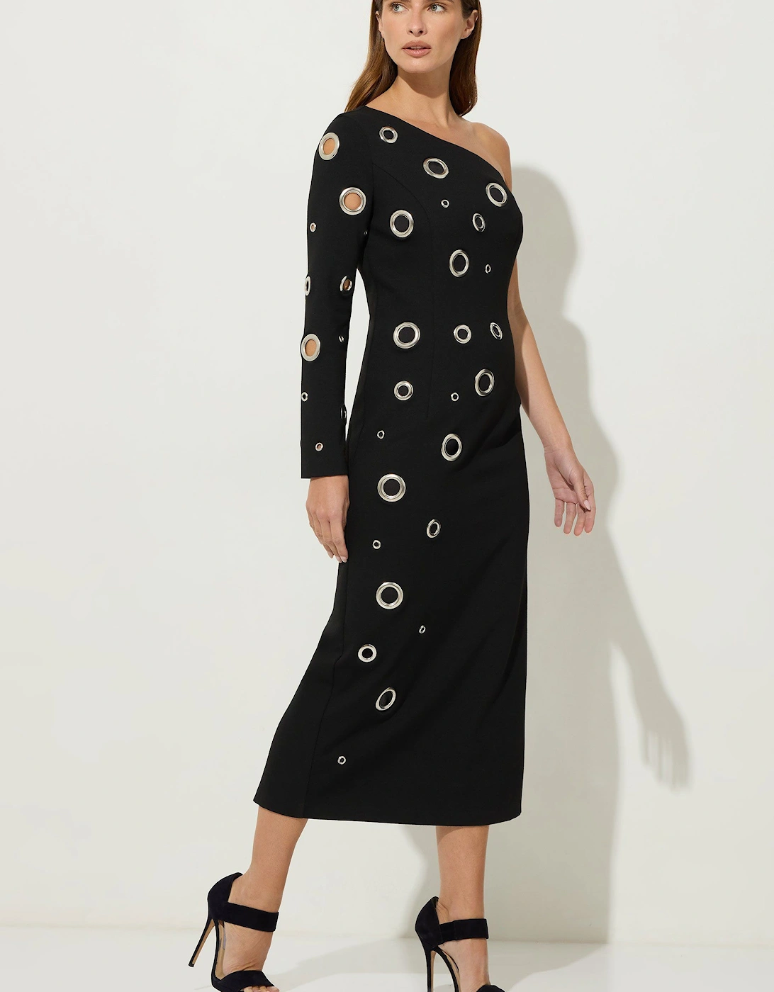 One Shoulder Eyelet Dress, 2 of 1