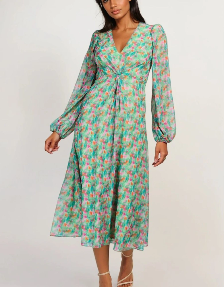 iSKA Print Chiffon Midaxi Dress