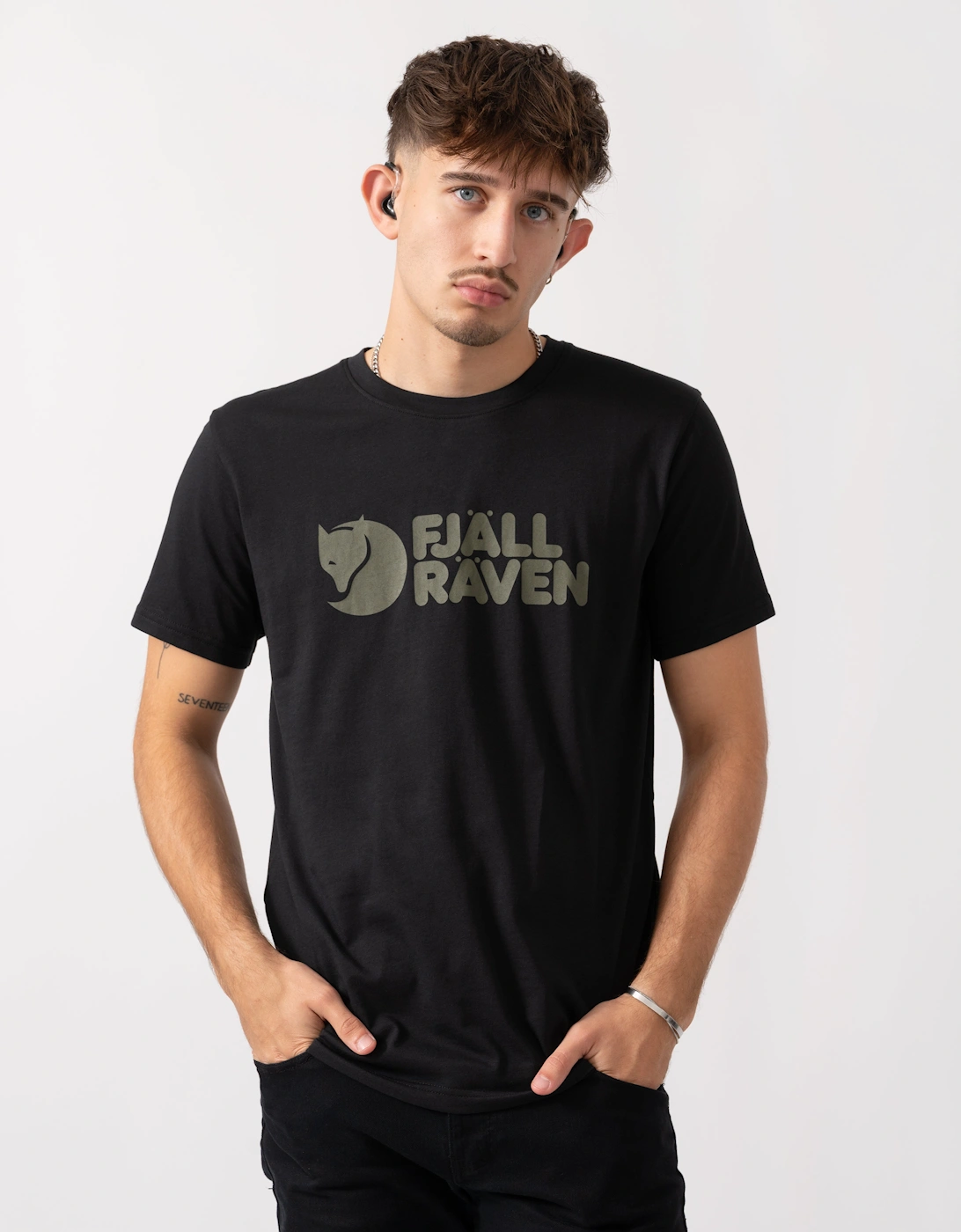 Fjallraven Men's Black Logo T-Shirt - 550 - Size: 38