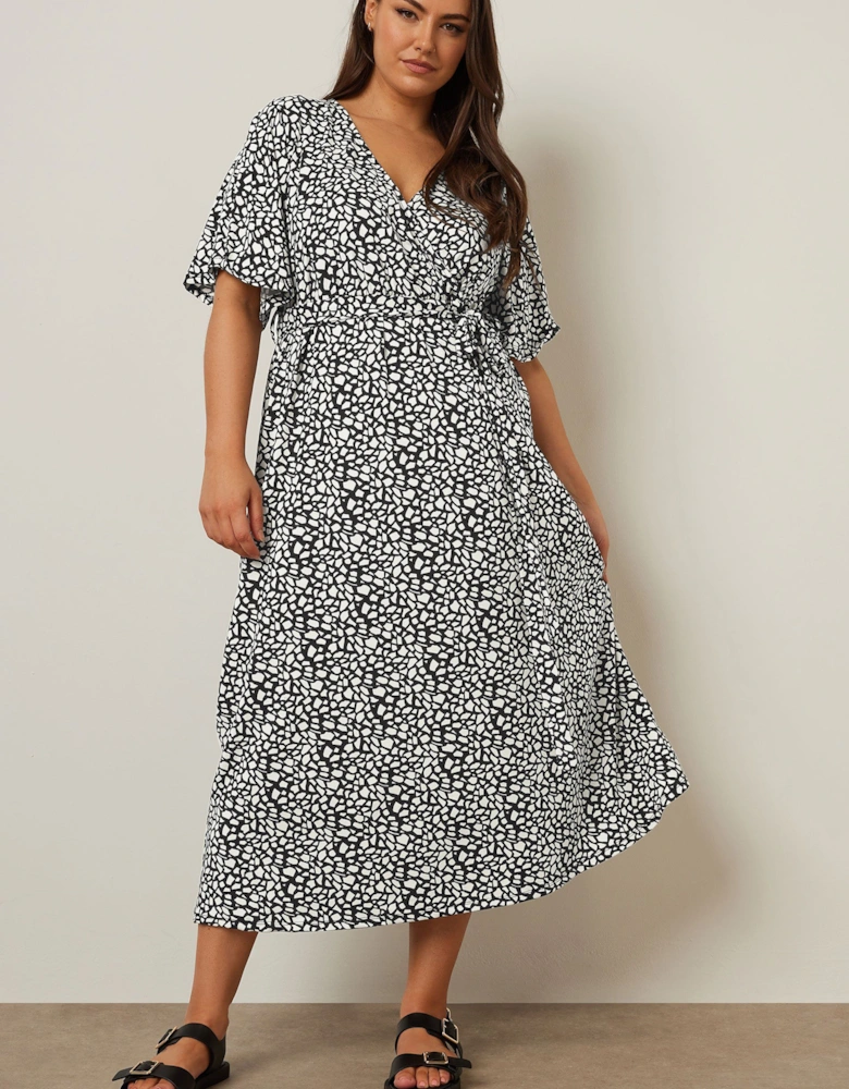 Abstract Print Wrap Midaxi Dress