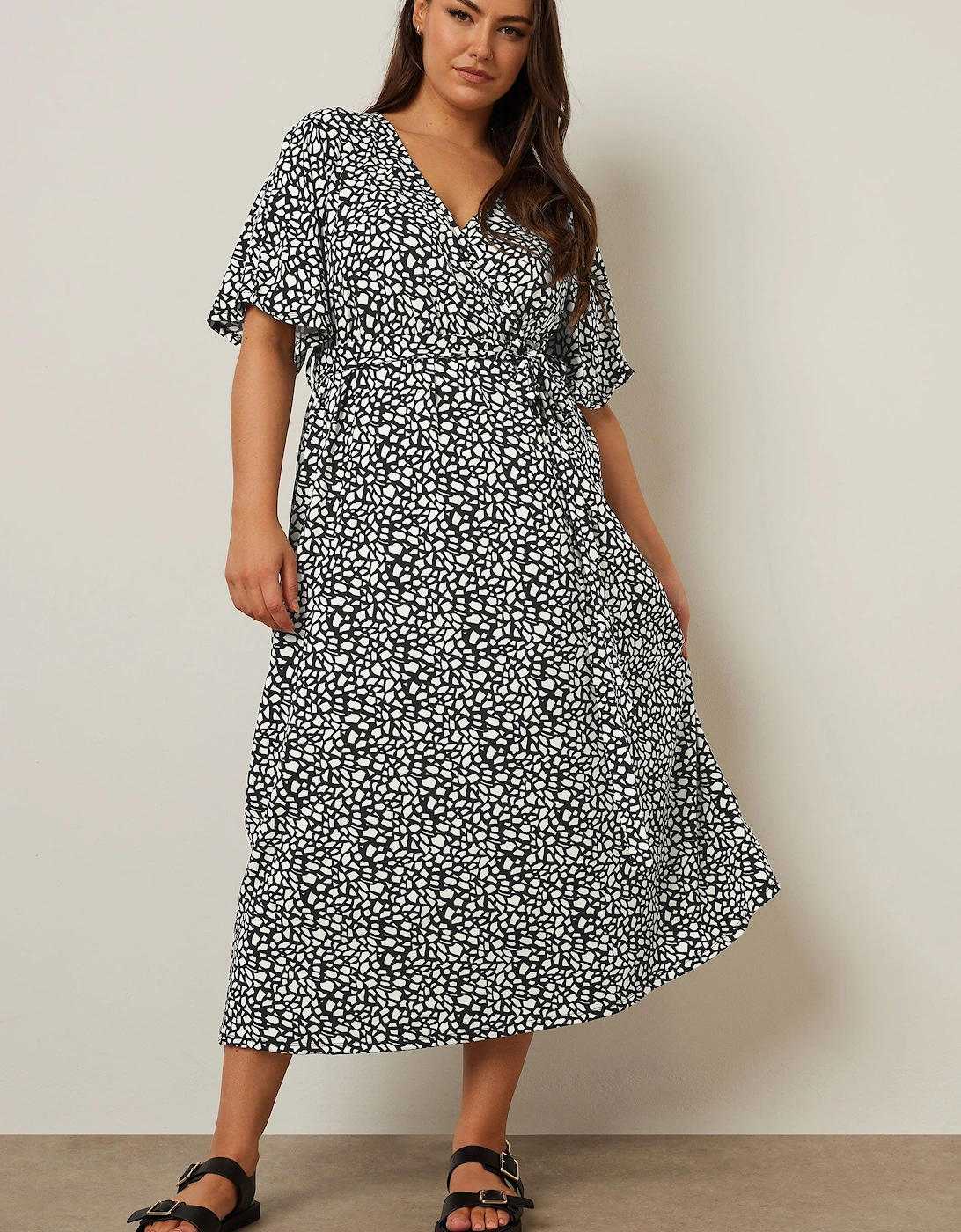 Abstract Print Wrap Midaxi Dress, 2 of 1