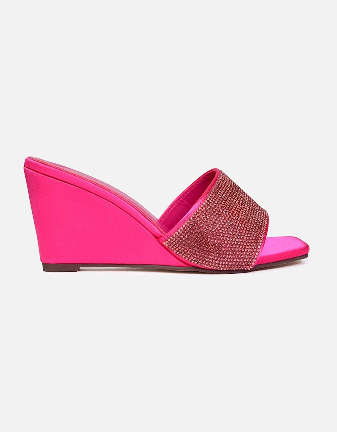 'Eliza' Slip On Mule Diamante Sandal Wedge Heels With Square Toe, 2 of 1