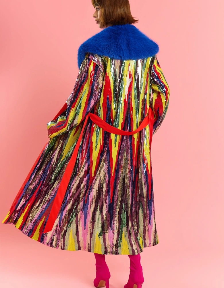 Bamboo RainBow Sequins Trench Coat