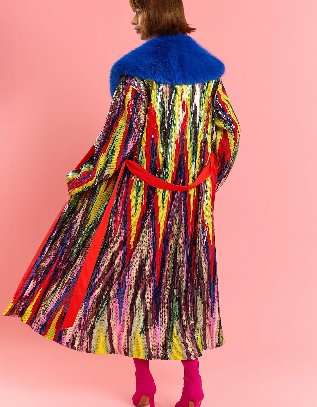 Bamboo RainBow Sequins Trench Coat