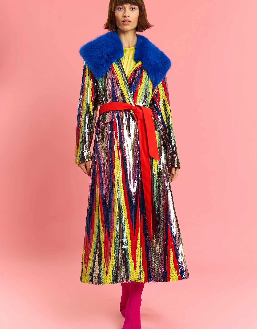 Bamboo RainBow Sequins Trench Coat, 6 of 5