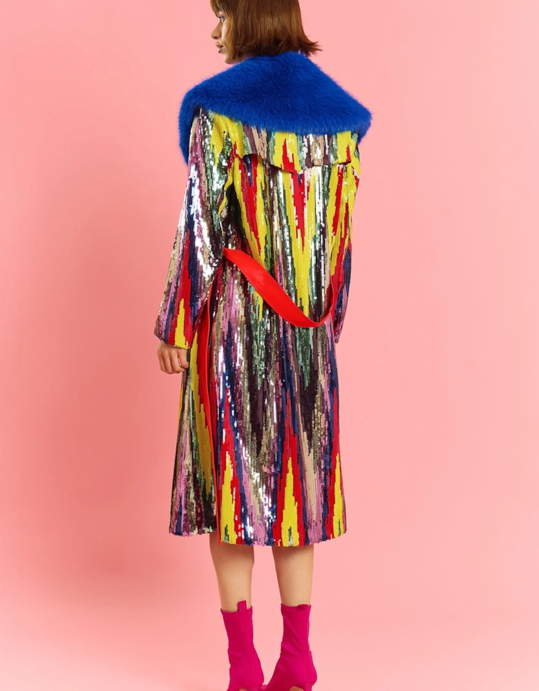 Bamboo Sequins Midi Trench Coat