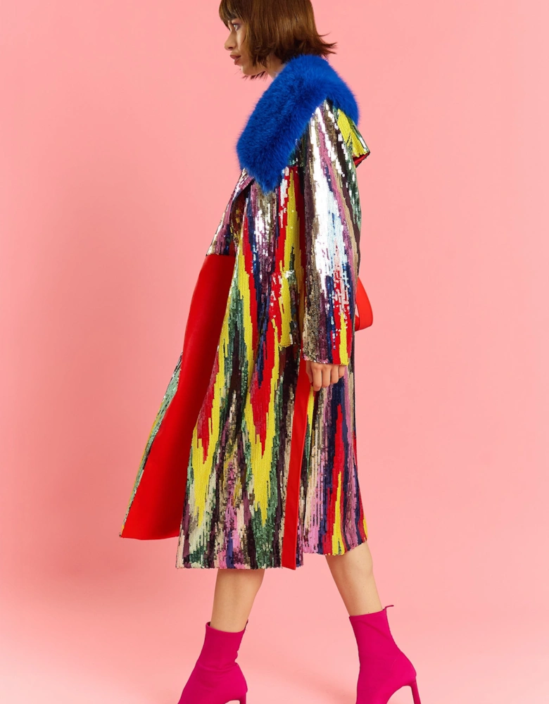 Bamboo Sequins Midi Trench Coat