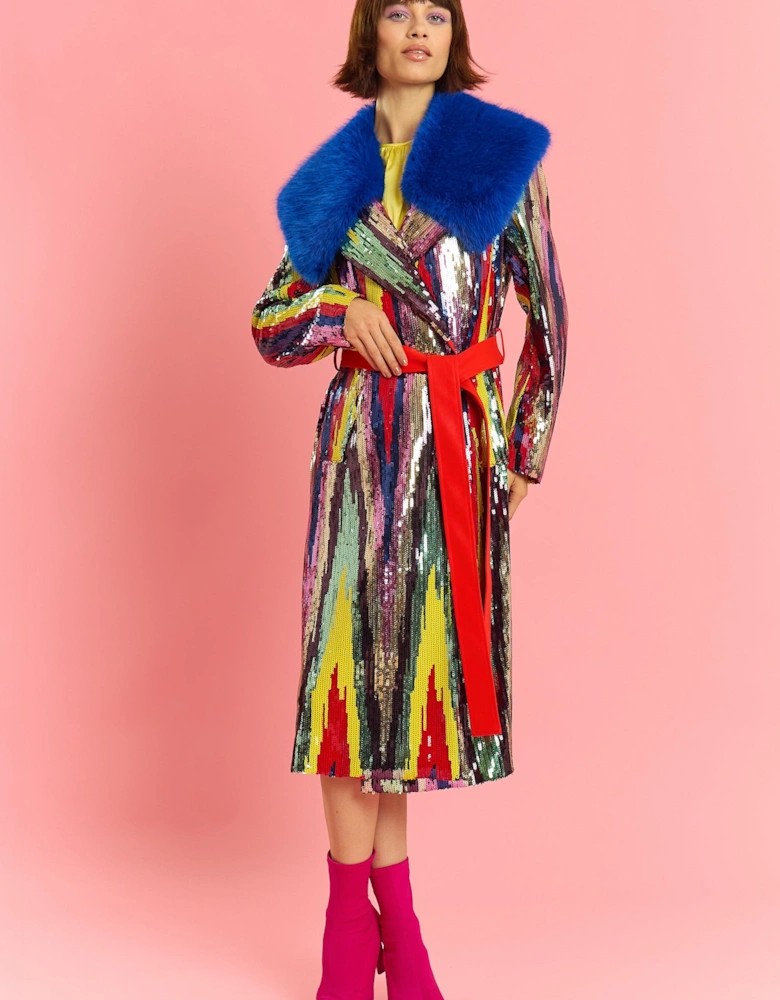 Bamboo Sequins Midi Trench Coat