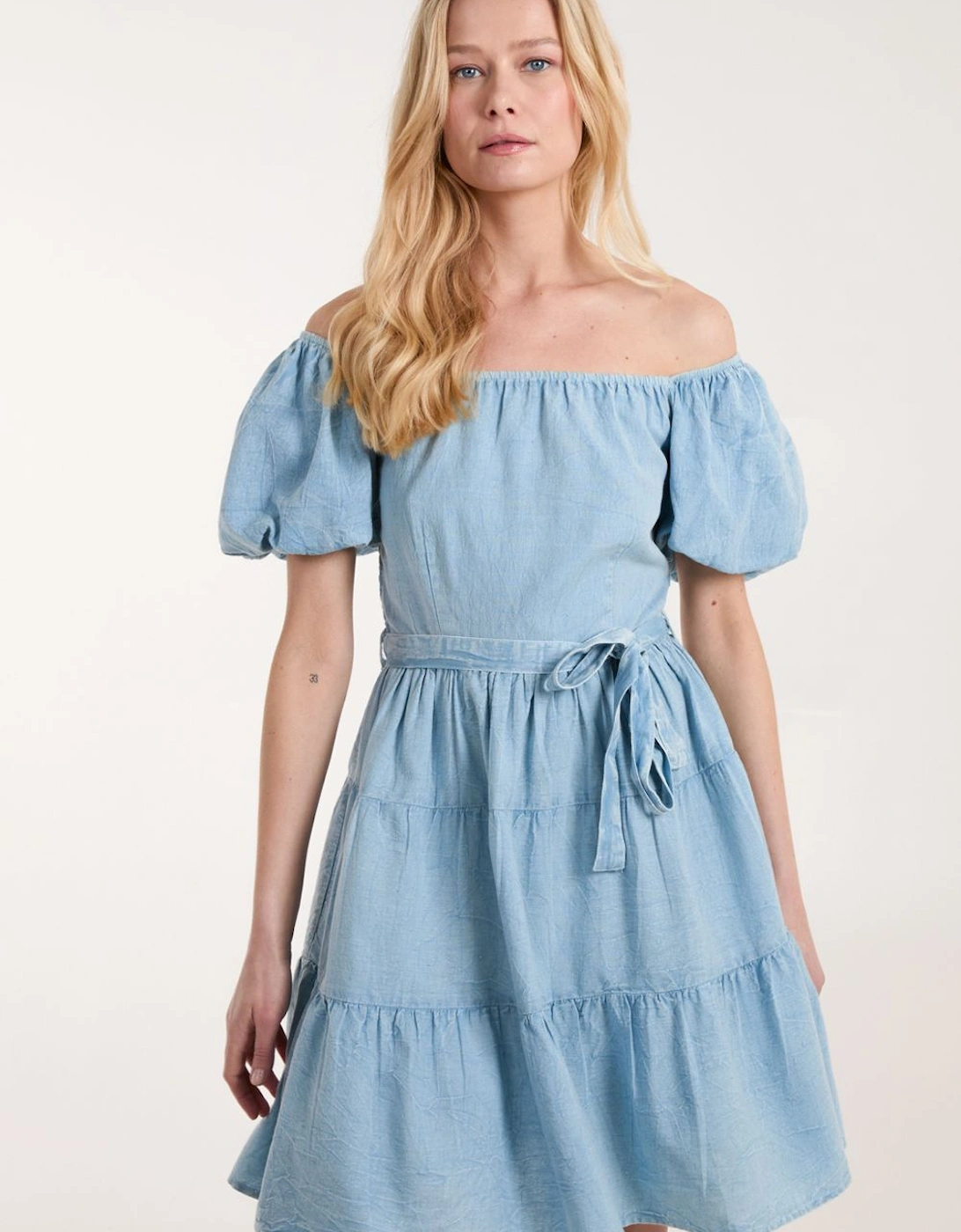 Milkmaid Washed Puff Sleeve Mini Dress, 2 of 1