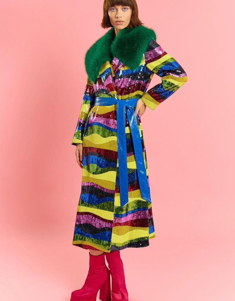 Bamboo Sequins Trench Coat