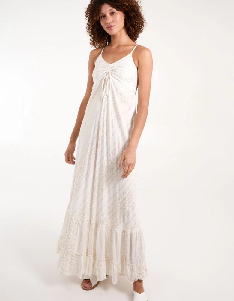 Gold Tie Front Maxi Dress