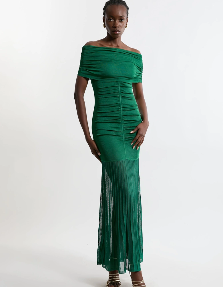 Tall Viscose Blend Slinky Sheer Knit Bardot Maxi Dress
