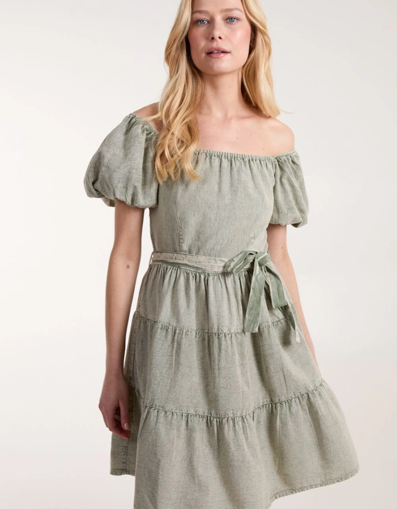 Milkmaid Washed Puff Sleeve Mini Dress