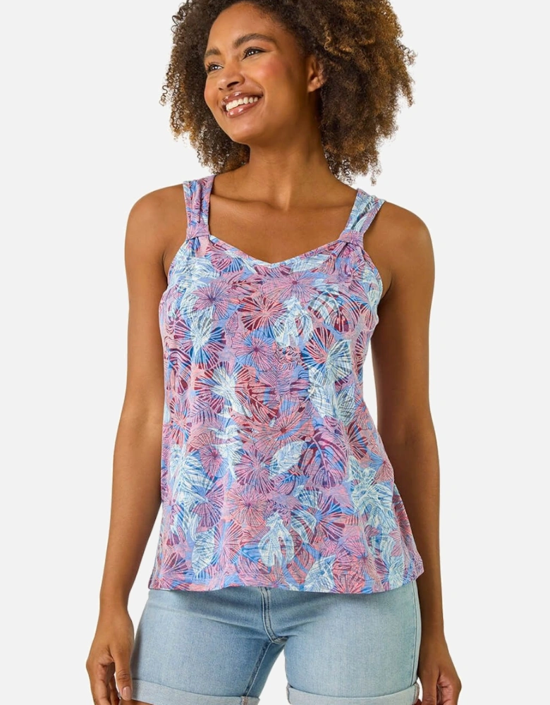 Burnout Leaf Print Vest Top