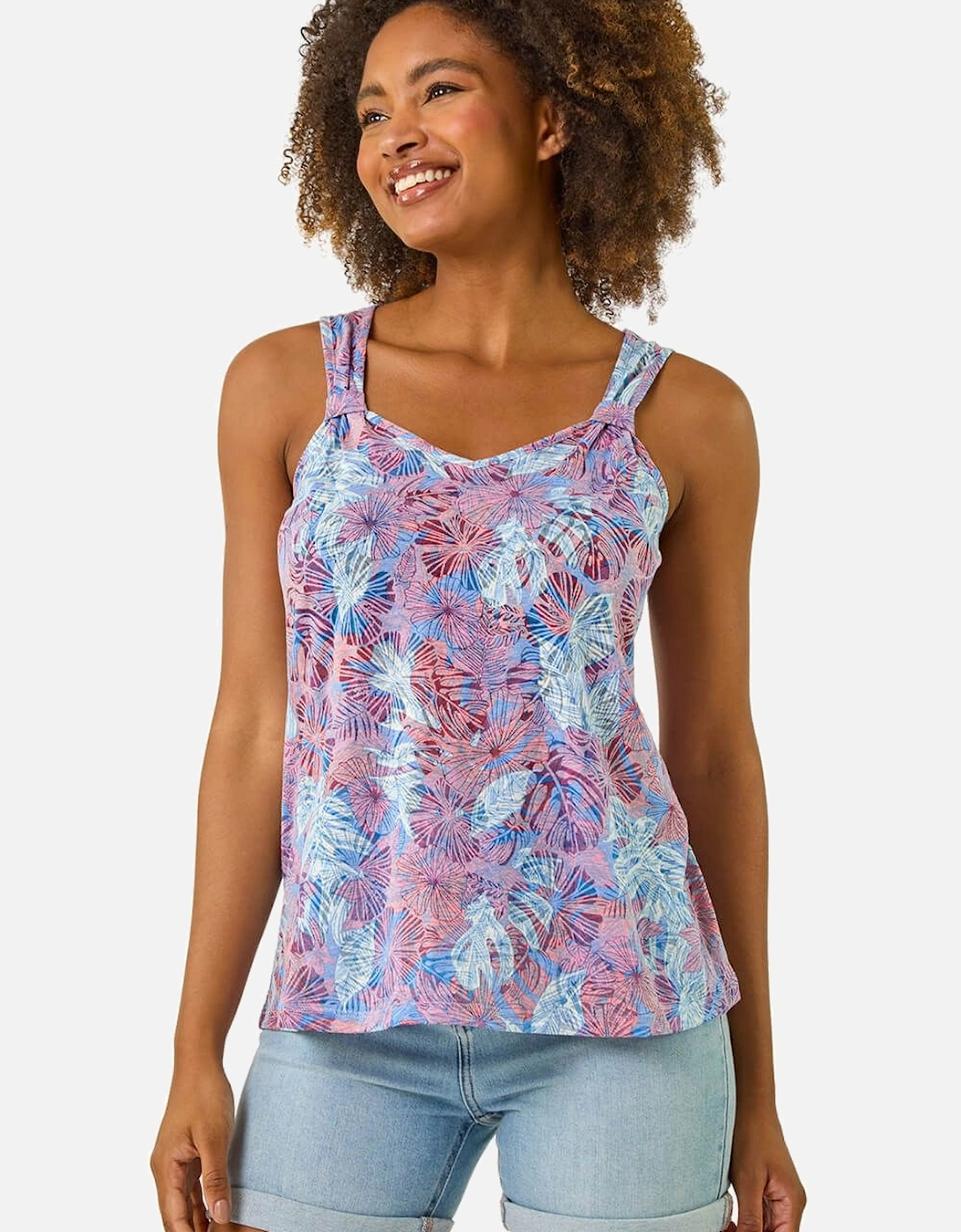 Burnout Leaf Print Vest Top, 2 of 1