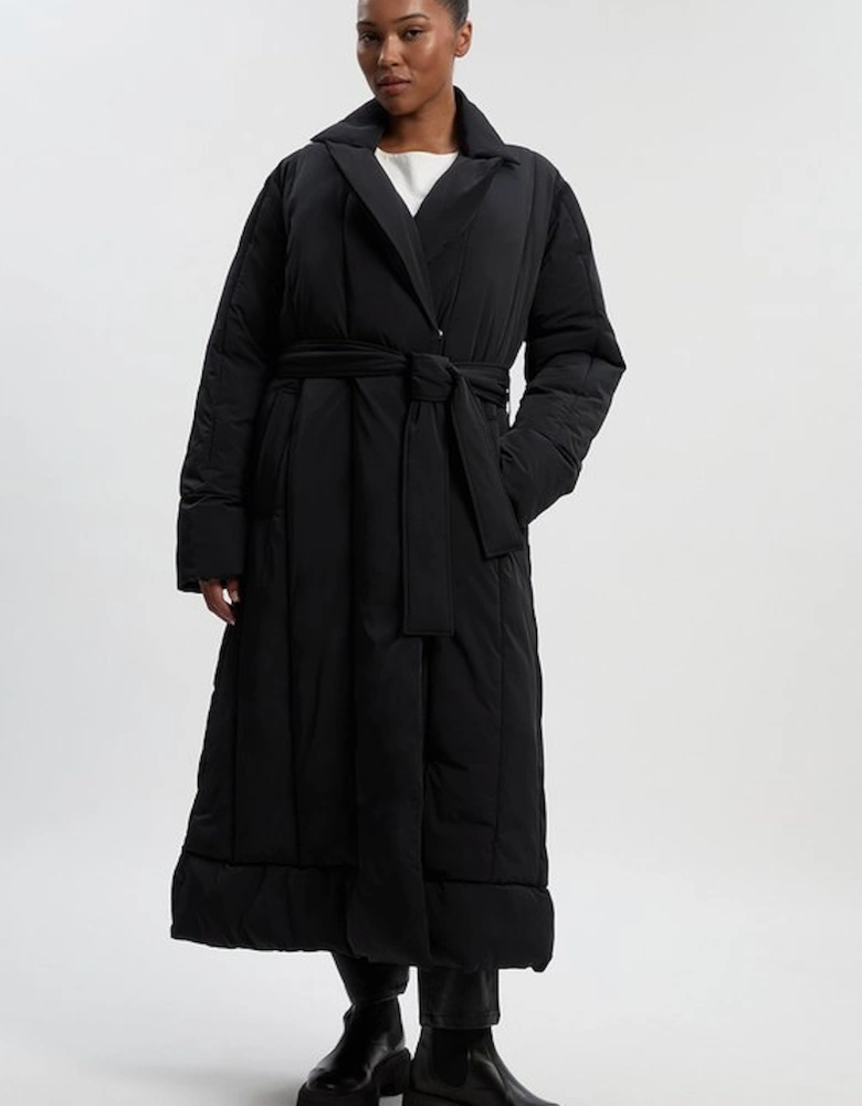 Plus Size Clean Padded Belted Midi Coat