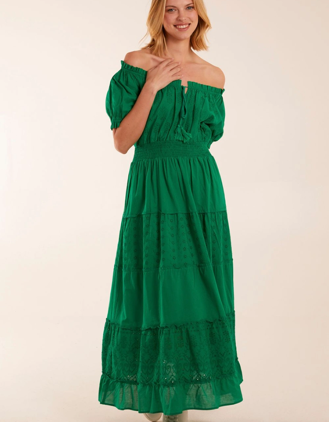 Milkmaid Broderie Tiered Maxi Dress, 2 of 1