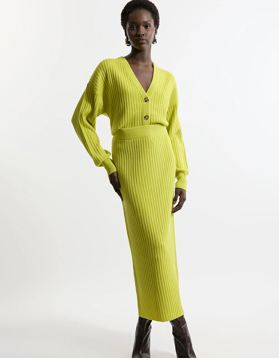 Wool Blend Rib Knit Maxi Skirt, 2 of 1