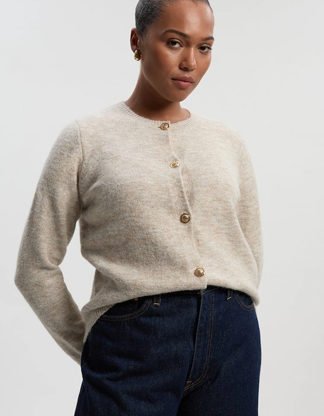 Plus Size Wool Blend Cosy Crew Neck Knit Cardi, 2 of 1