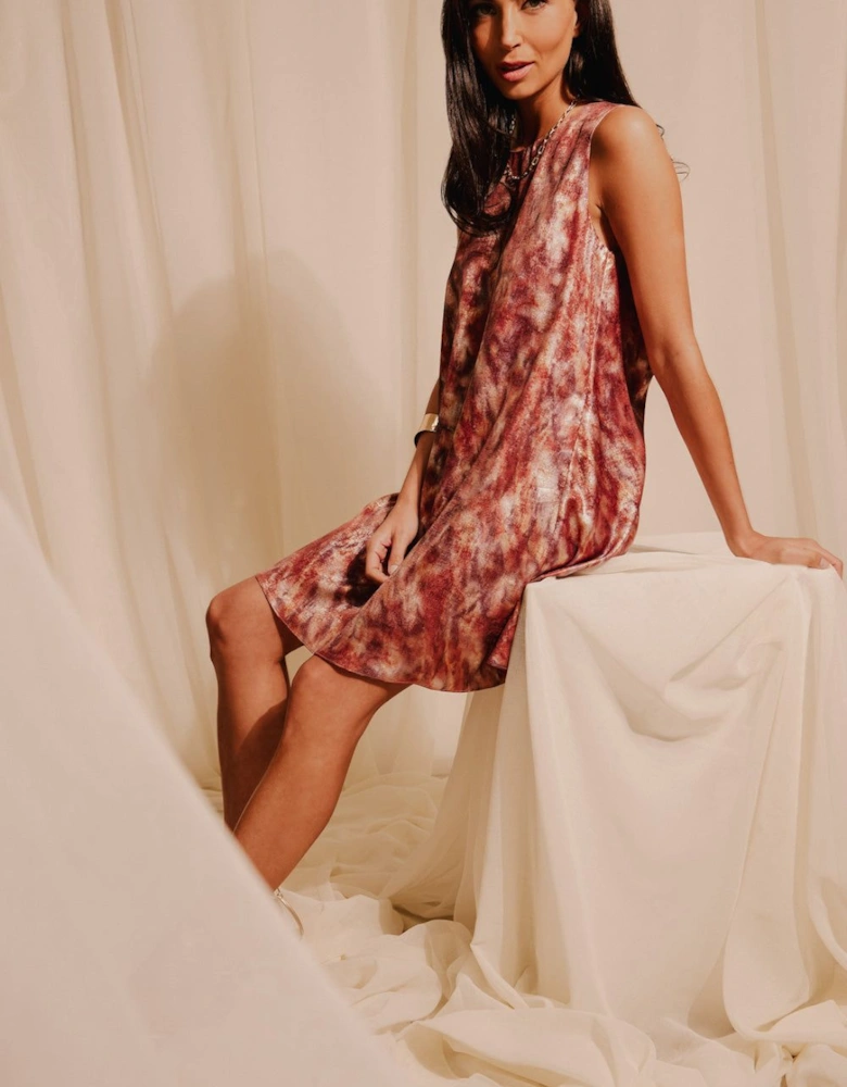 Blur Print Satin Mini Dress