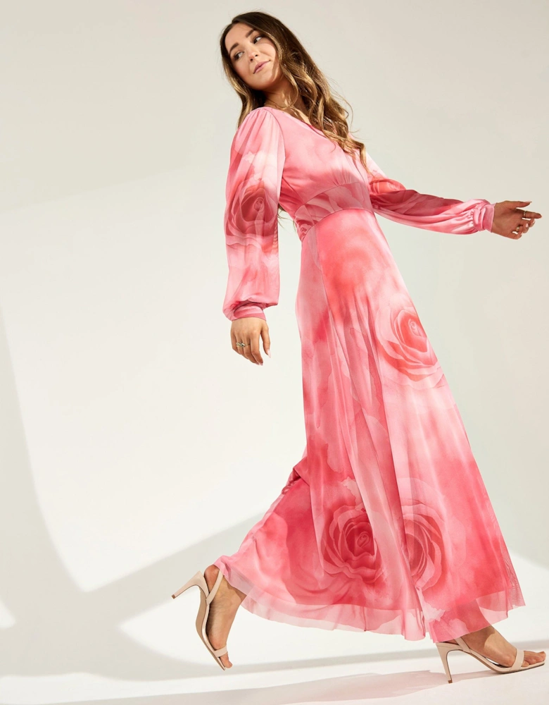 Genevieve Floral Print Dress Pink