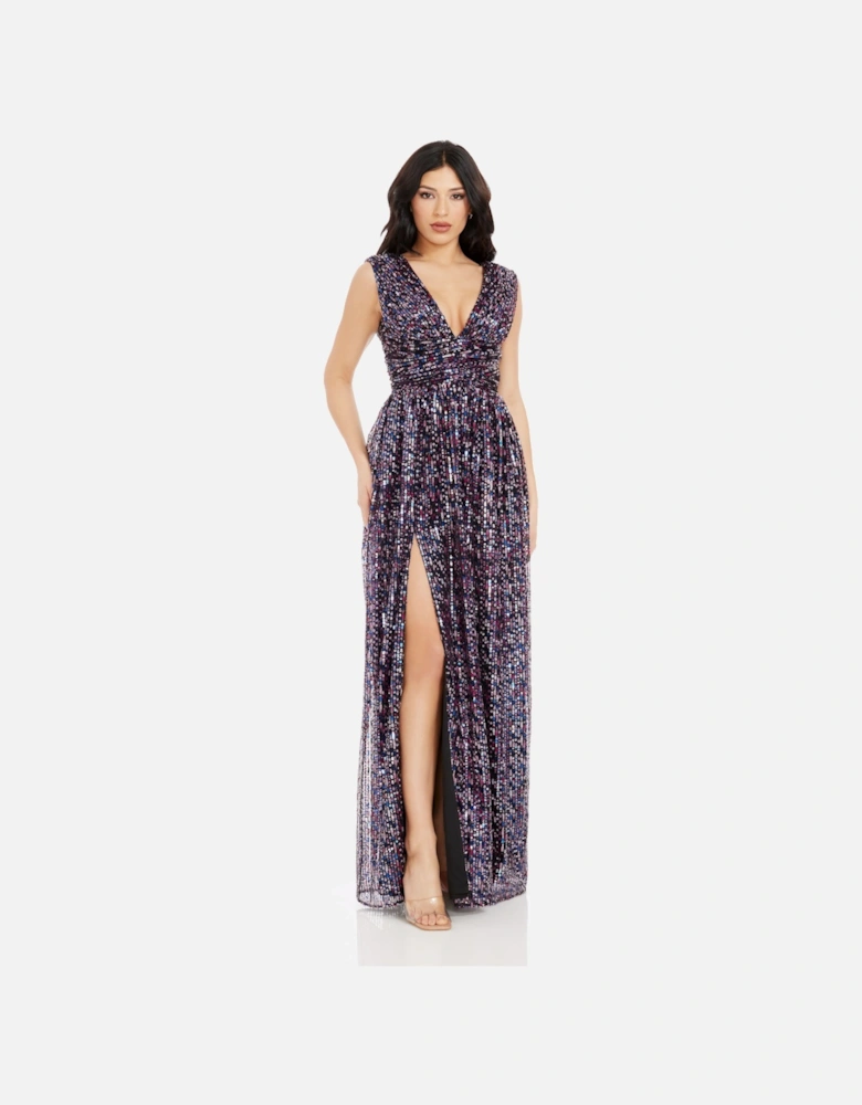 Jaclyn Sequin V Neck Maxi Dress Sequin