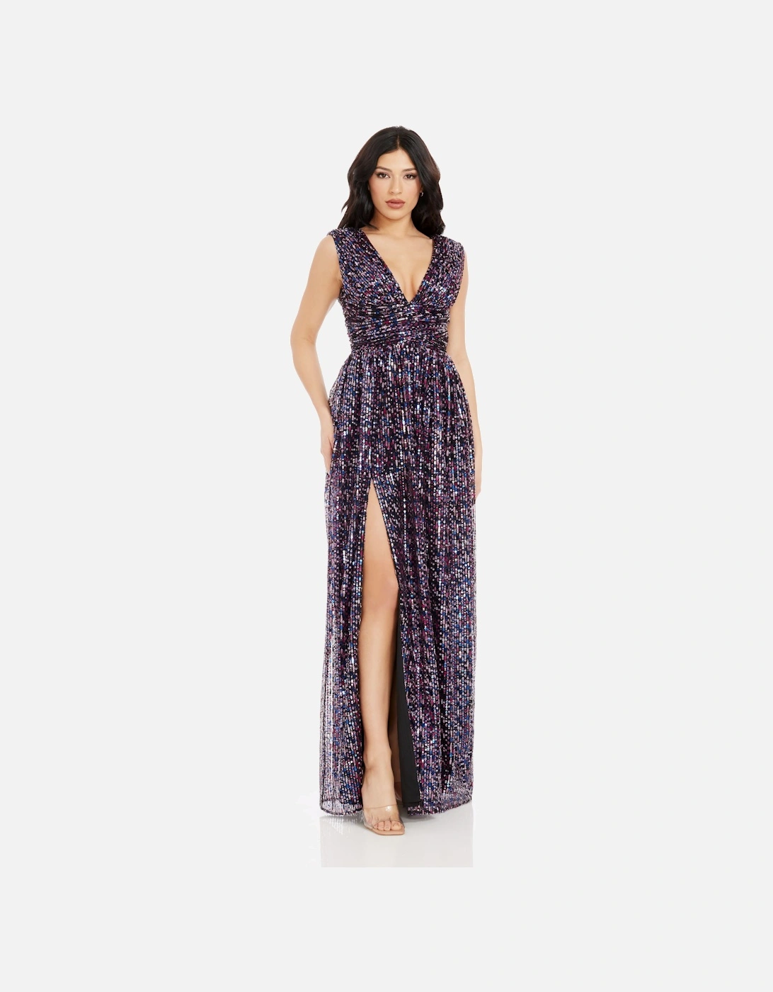 Jaclyn Sequin V Neck Maxi Dress Sequin, 2 of 1