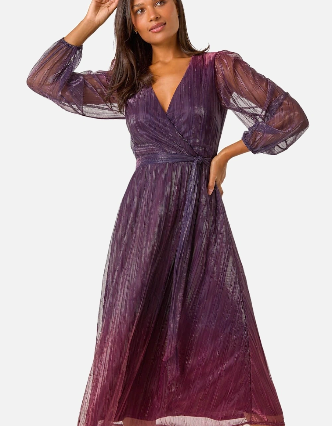 Ombre Plisse Tie Wrap Dress, 2 of 1