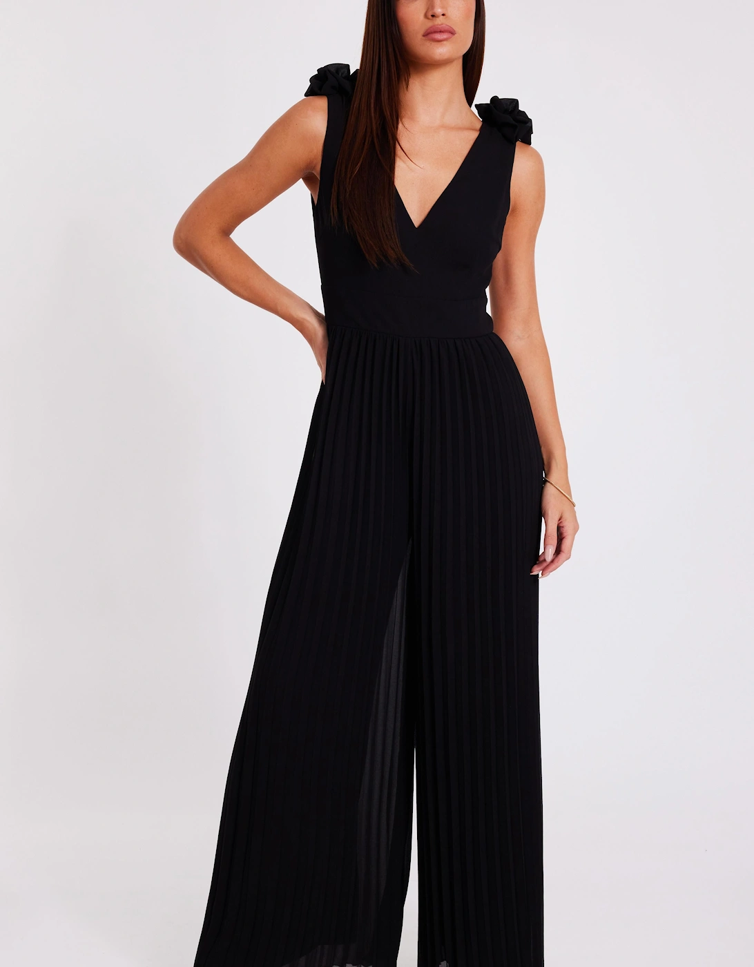 Black Chiffon Pleated Jumpsuit, 2 of 1