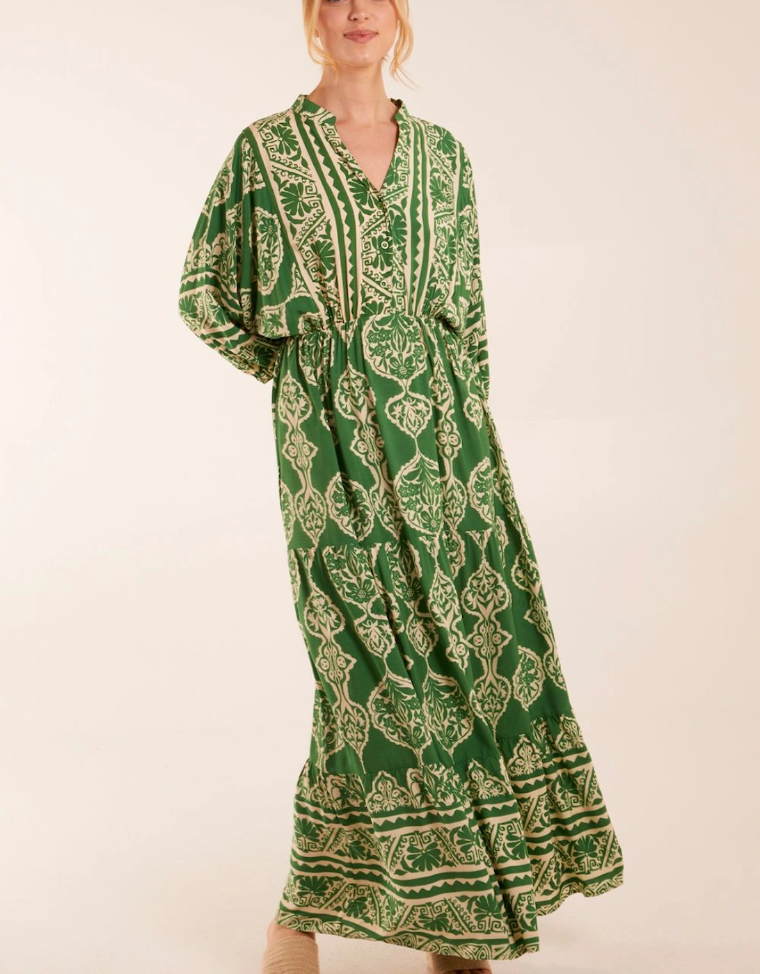 Abstract V-Neck Tiered Maxi Dress, 2 of 1