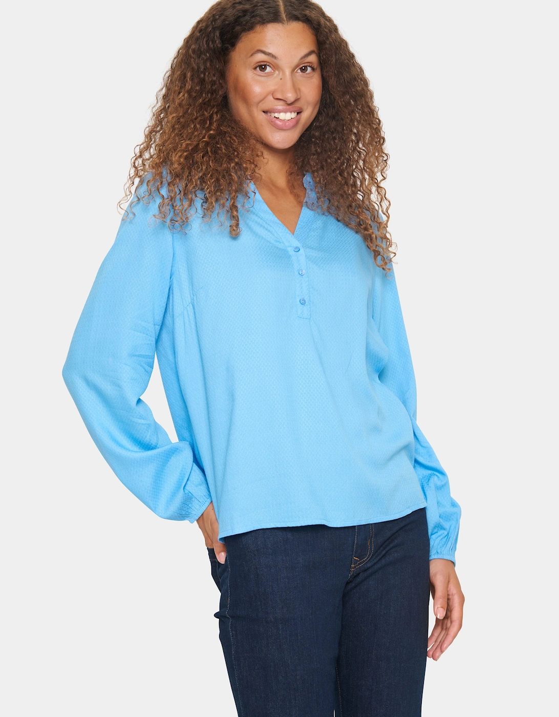 CampanulaSZ V-notch Neck Buttons Blouse, 2 of 1