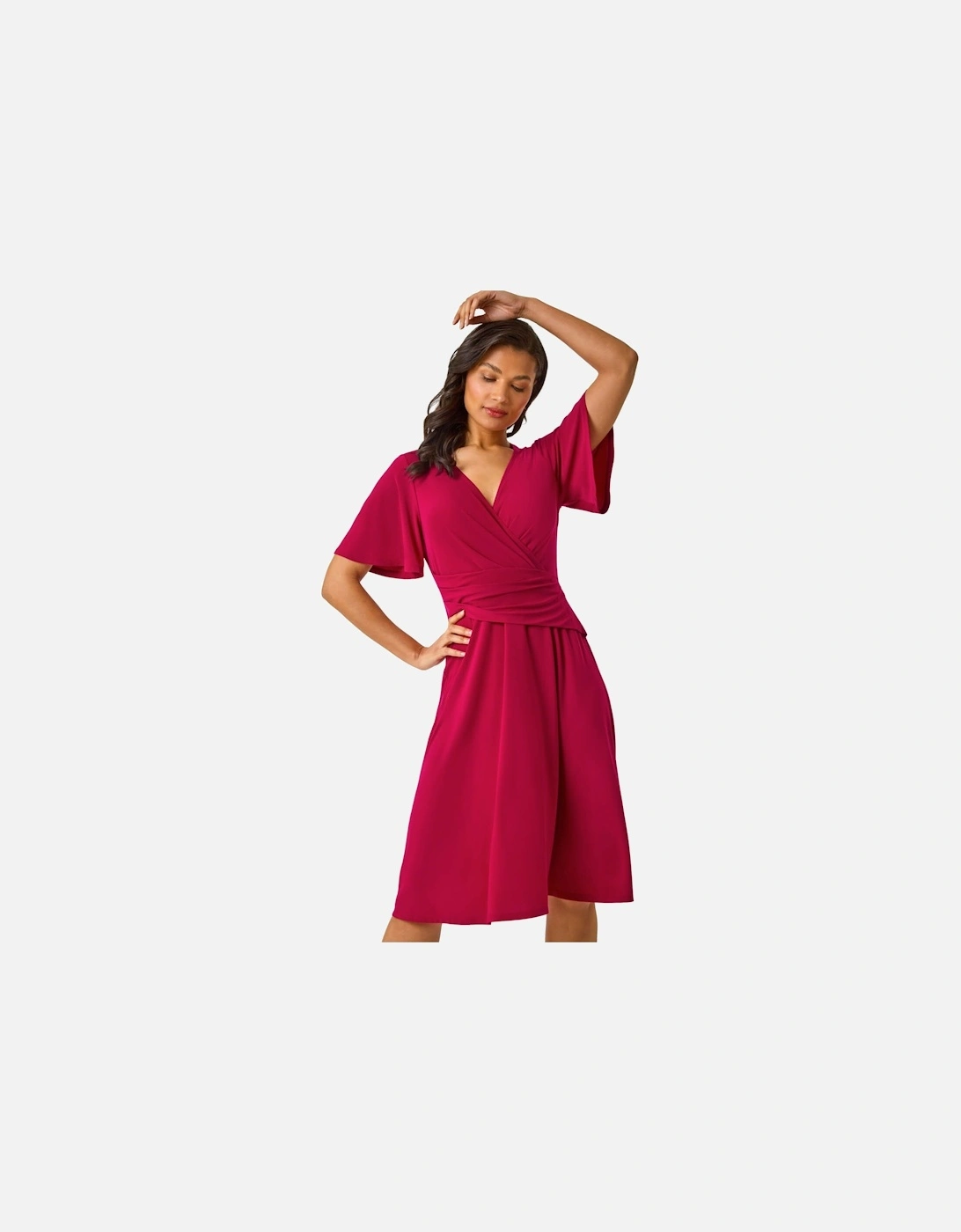 Wrap Over Stretch Midi Dress, 2 of 1
